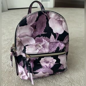 Floral Black and Purple Women's Backpack